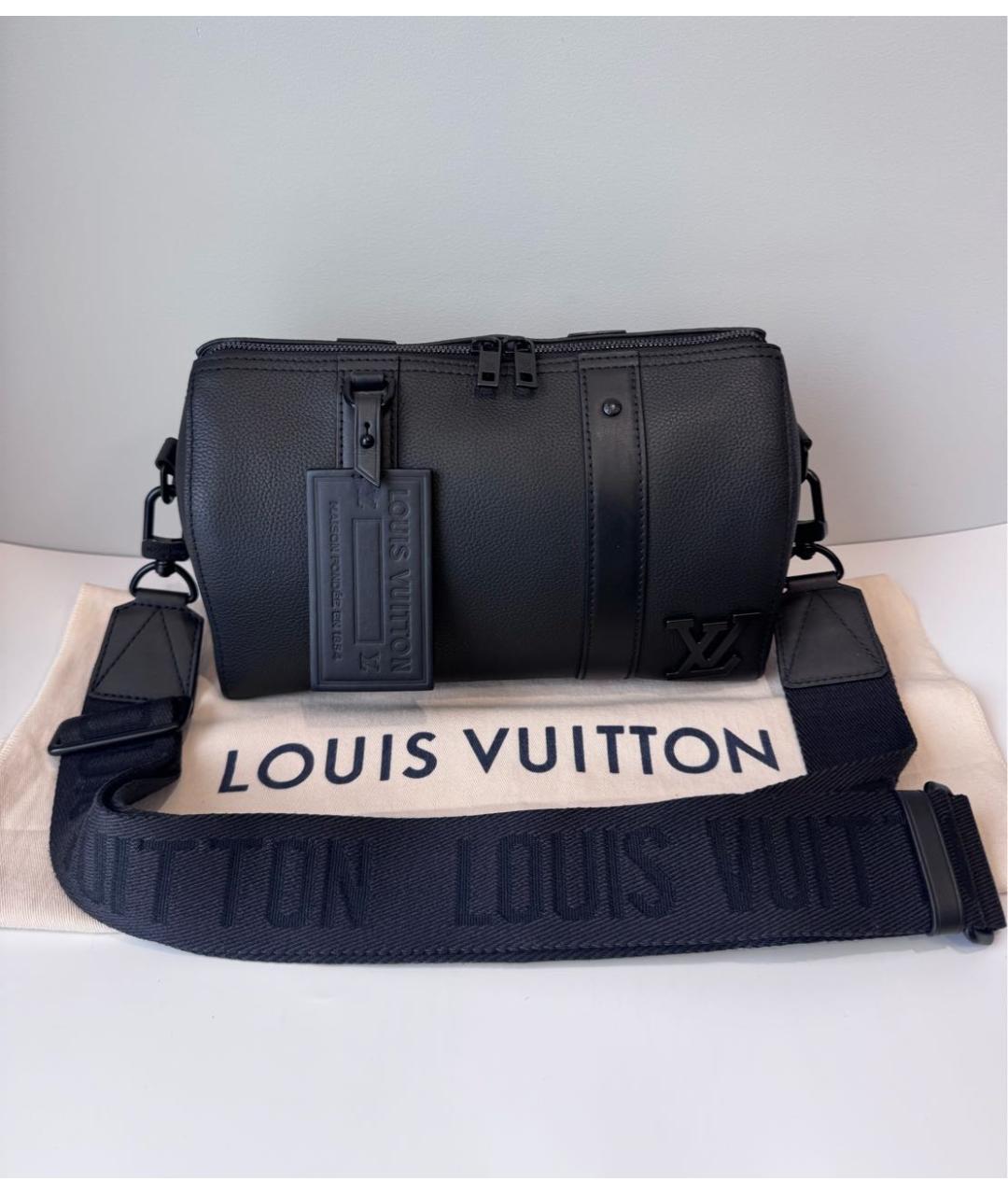 LOUIS VUITTON Черная кожаная сумка на плечо, фото 9