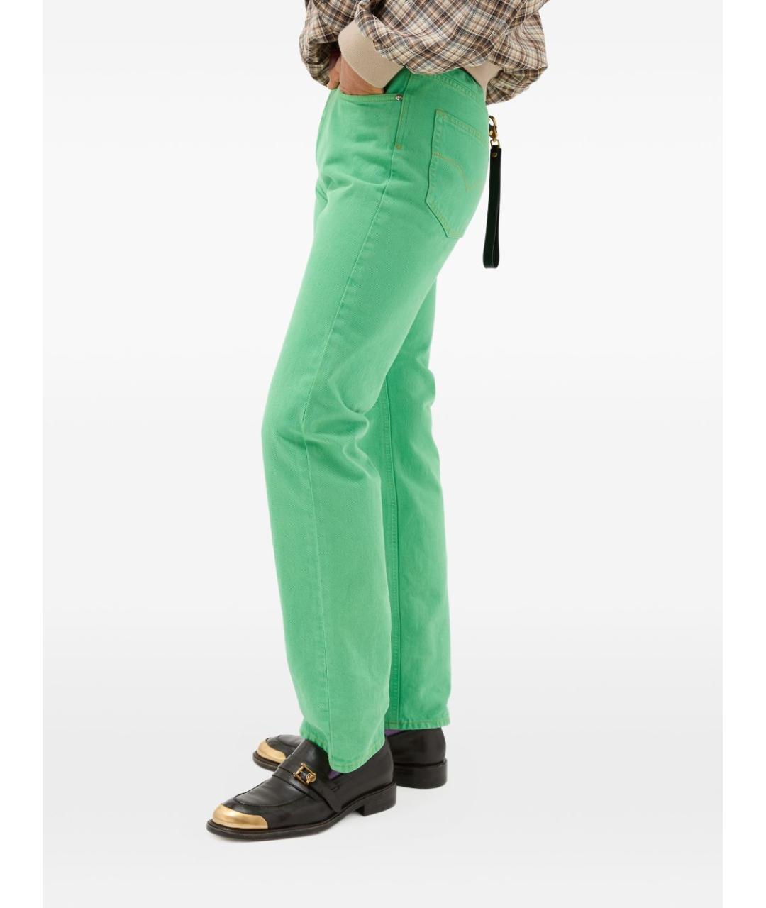 VERSACE Зеленые хлопковые прямые джинсы, фото 4