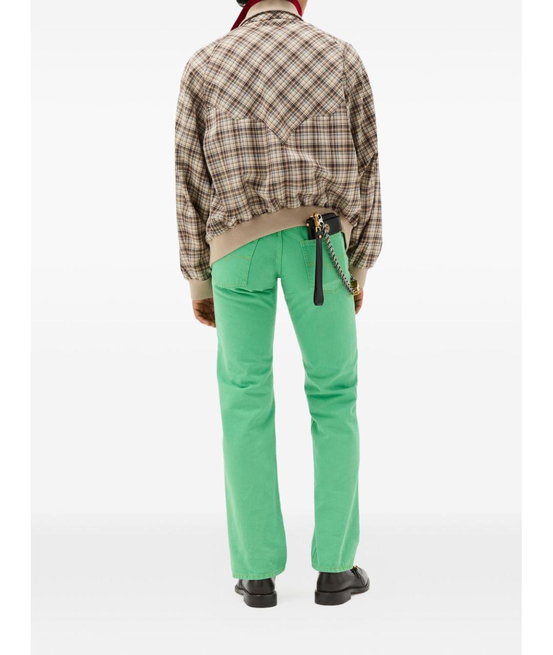 VERSACE Зеленые хлопковые прямые джинсы, фото 3