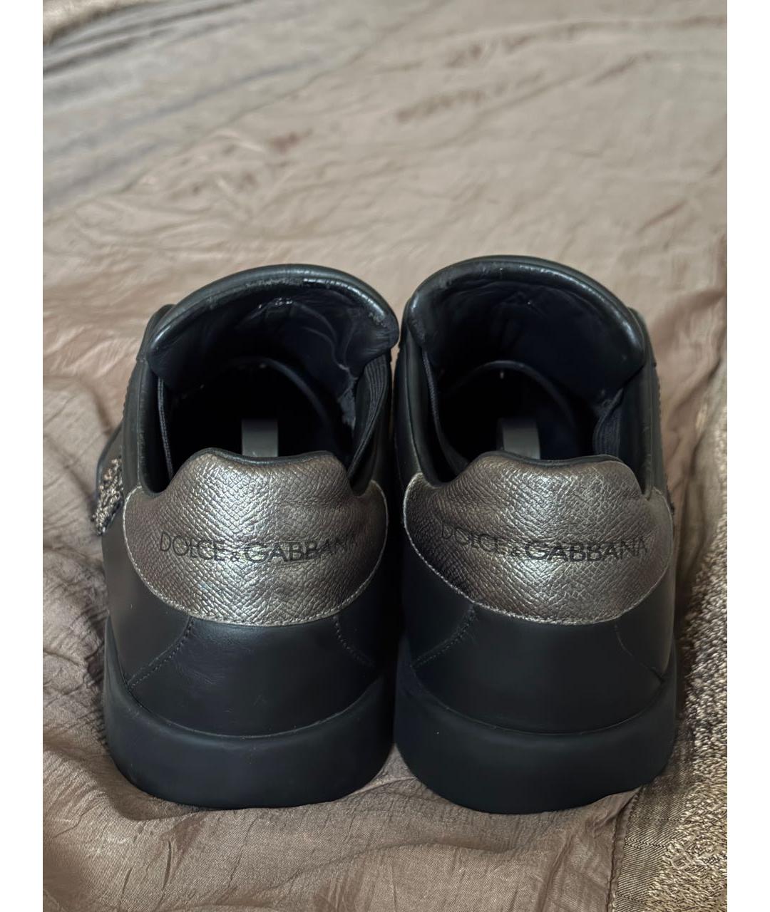 DOLCE&GABBANA Черные кожаные низкие кроссовки / кеды, фото 3