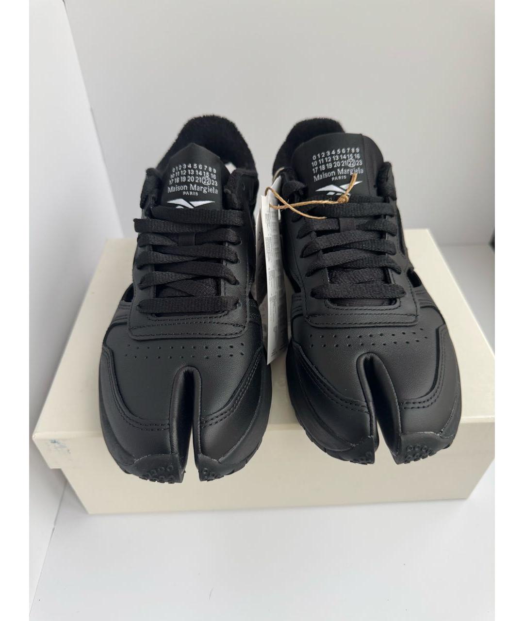 MAISON MARGIELA Черные кожаные кроссовки, фото 2