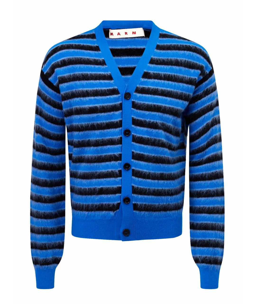 MARNI Синий шерстяной кардиган, фото 1