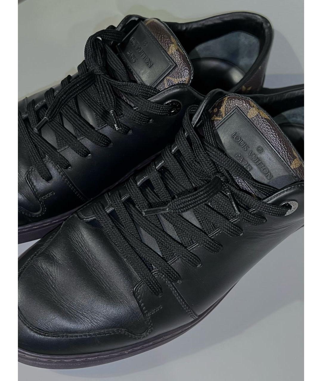 LOUIS VUITTON Черные кожаные низкие кроссовки / кеды, фото 3