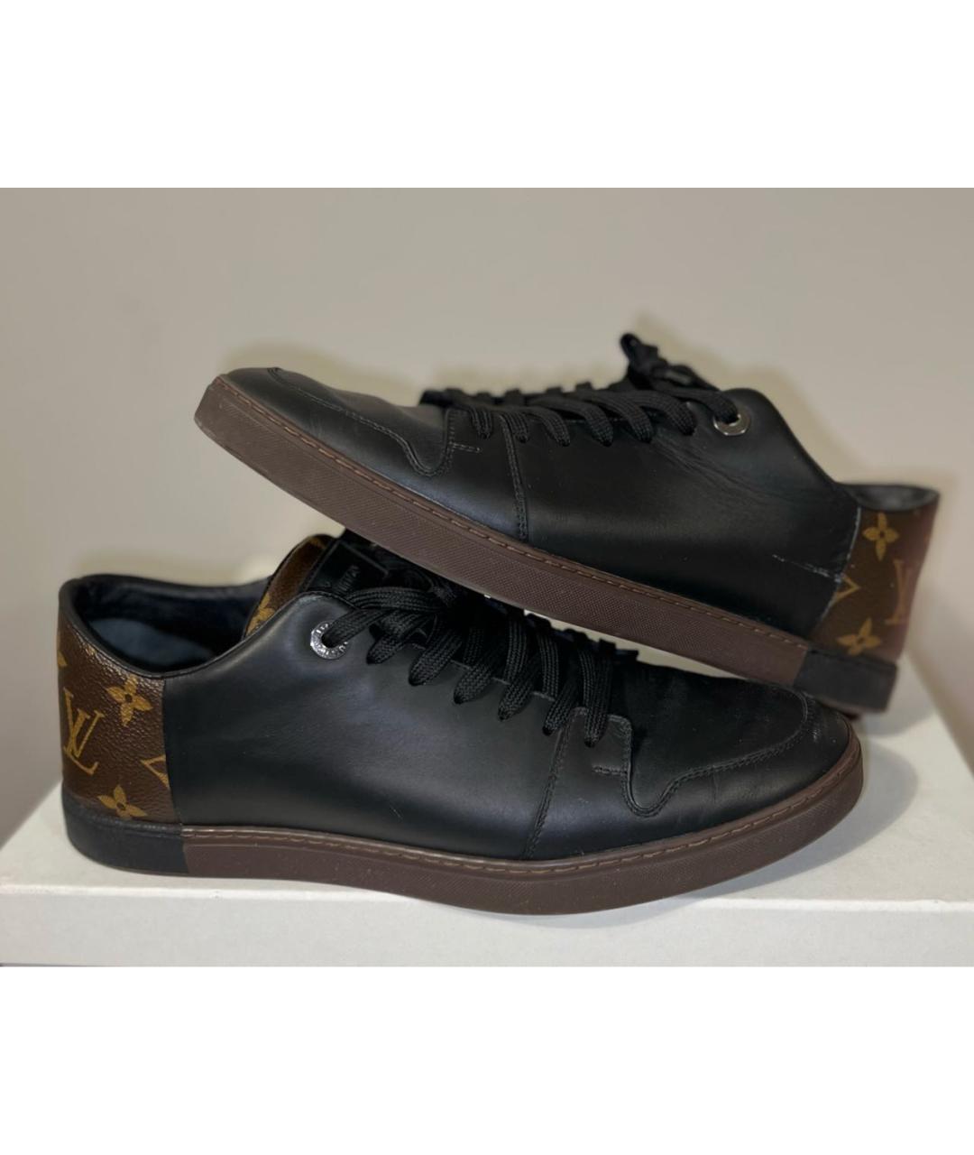LOUIS VUITTON Черные кожаные низкие кроссовки / кеды, фото 9