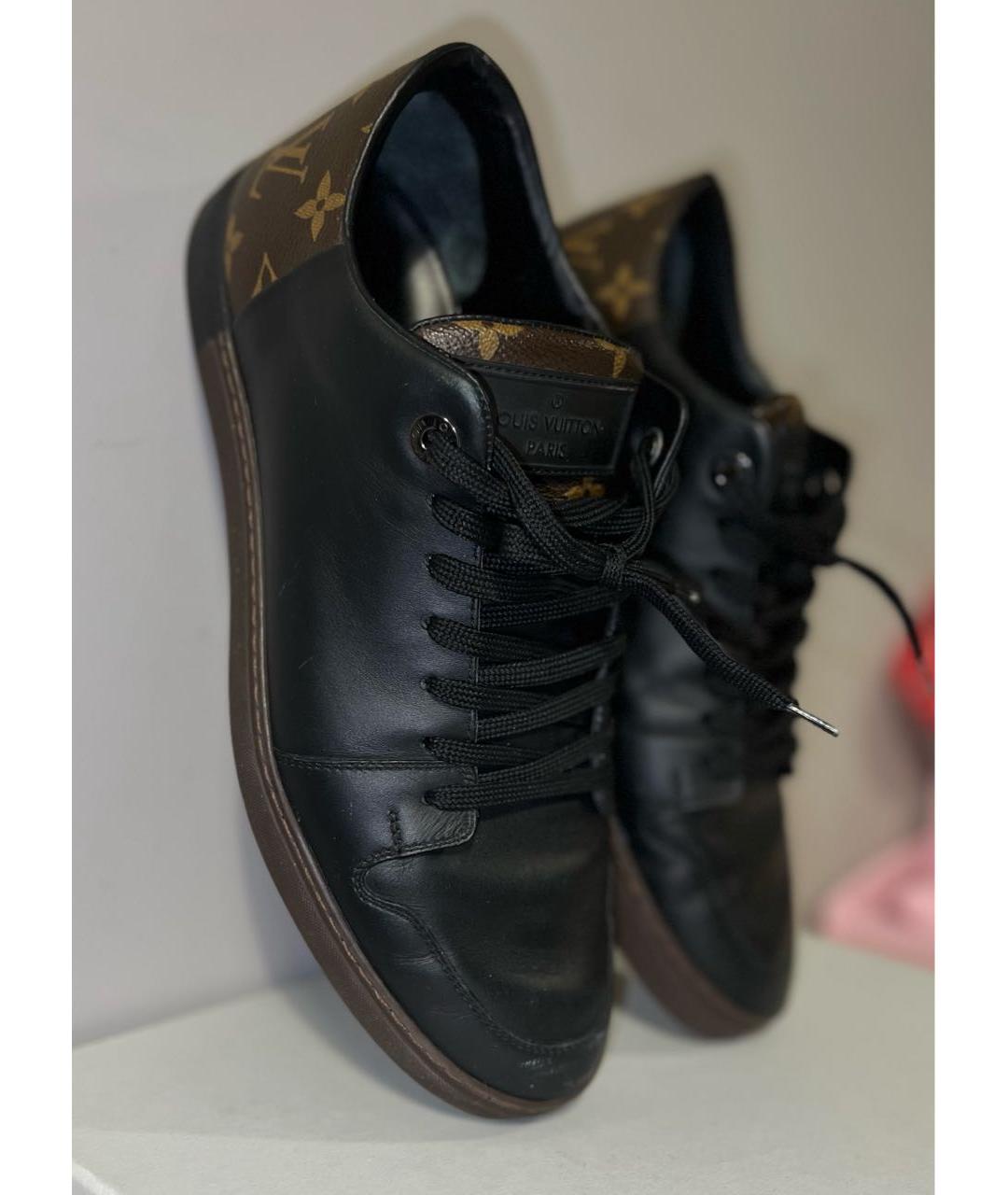 LOUIS VUITTON Черные кожаные низкие кроссовки / кеды, фото 4