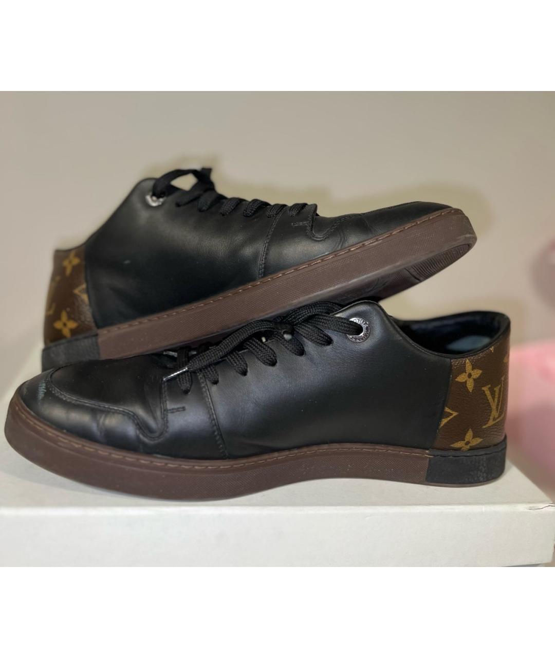 LOUIS VUITTON Черные кожаные низкие кроссовки / кеды, фото 2