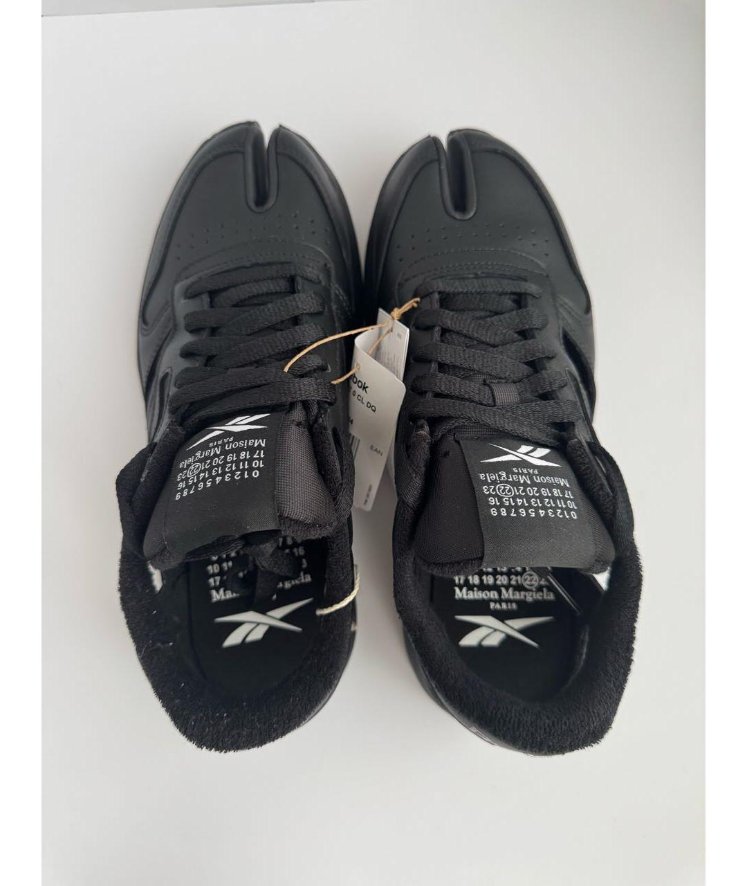 MAISON MARGIELA Черные кожаные кроссовки, фото 3
