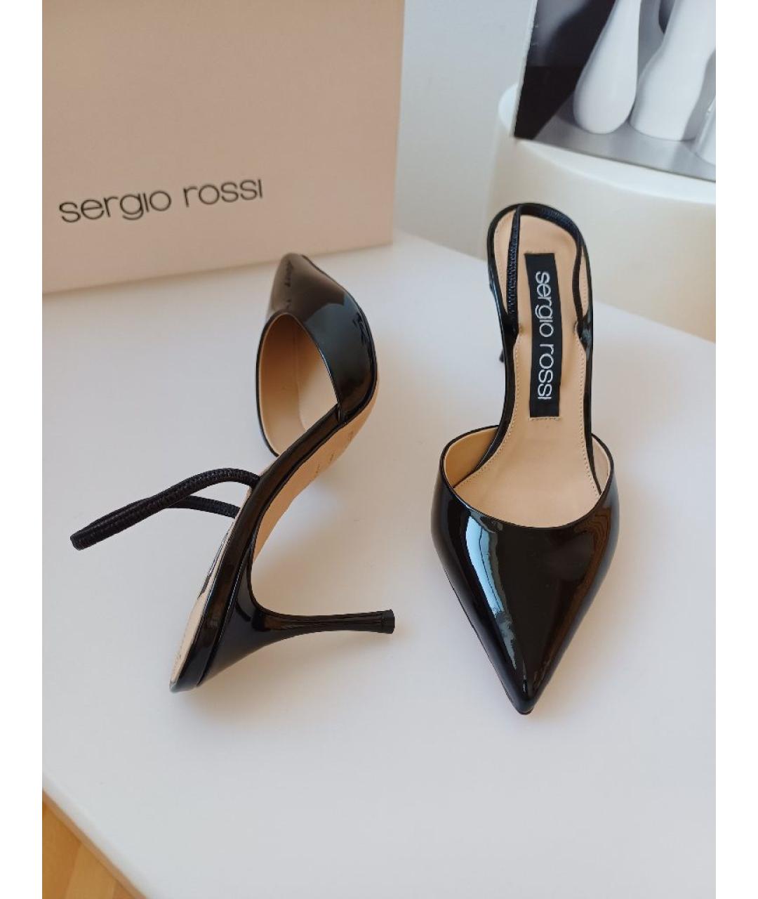 SERGIO ROSSI Черные туфли из лакированной кожи, фото 6