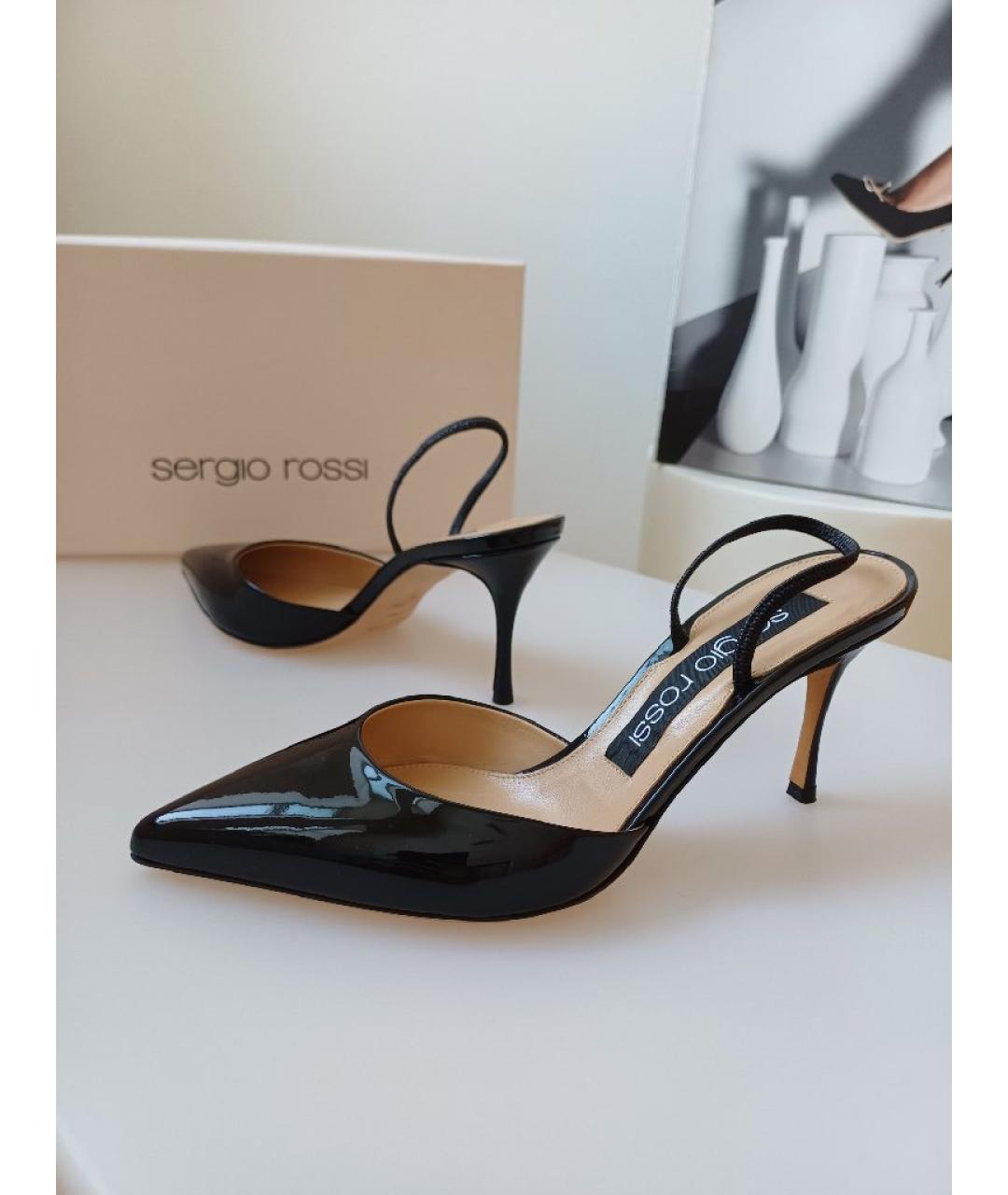SERGIO ROSSI Черные туфли из лакированной кожи, фото 3