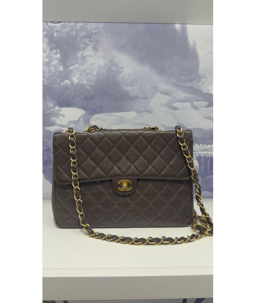 CHANEL Коричневая кожаная сумка через плечо, фото 7