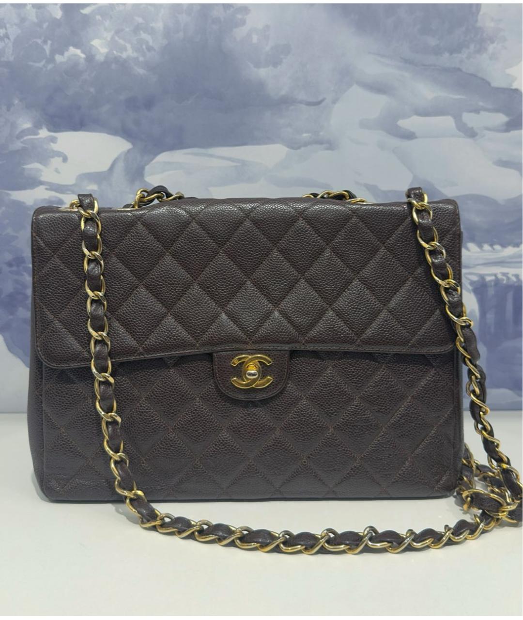 CHANEL Коричневая кожаная сумка через плечо, фото 6