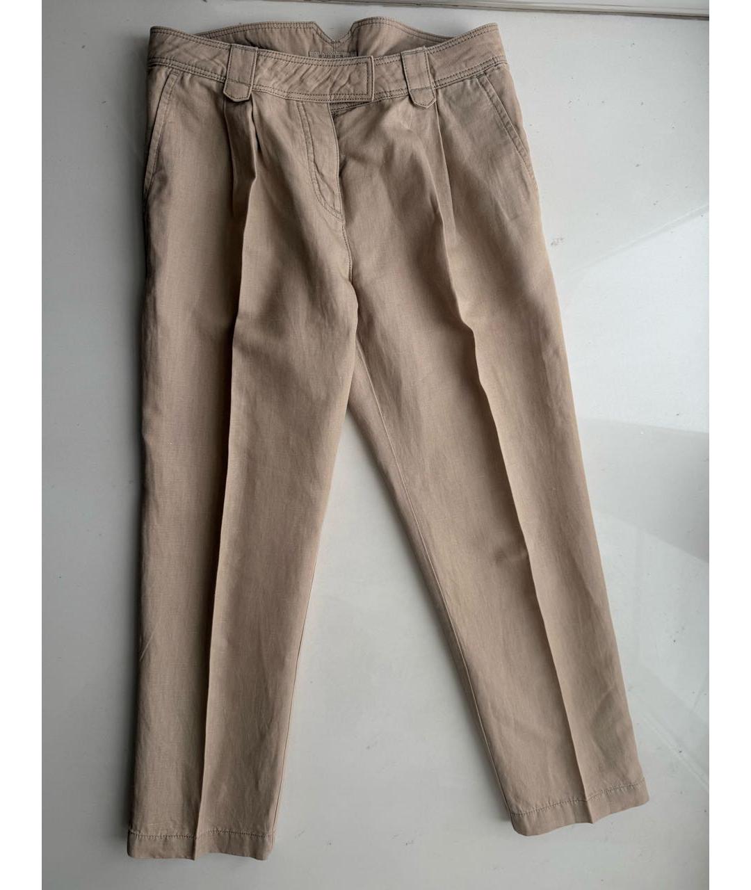 BURBERRY Бежевые хлопковые прямые брюки, фото 9