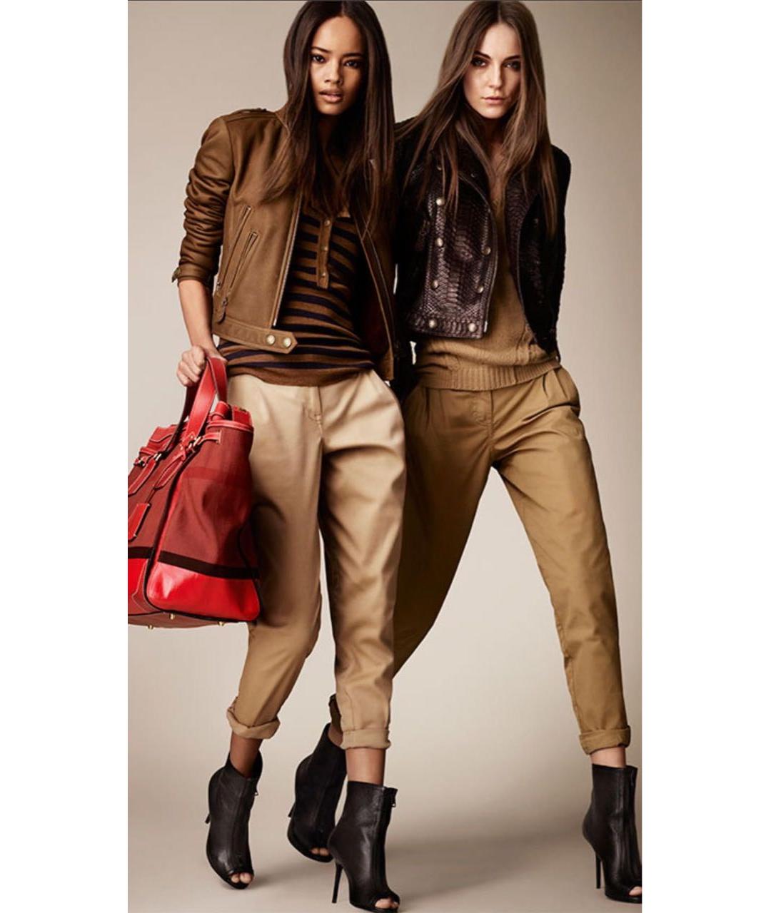 BURBERRY Бежевые хлопковые прямые брюки, фото 3