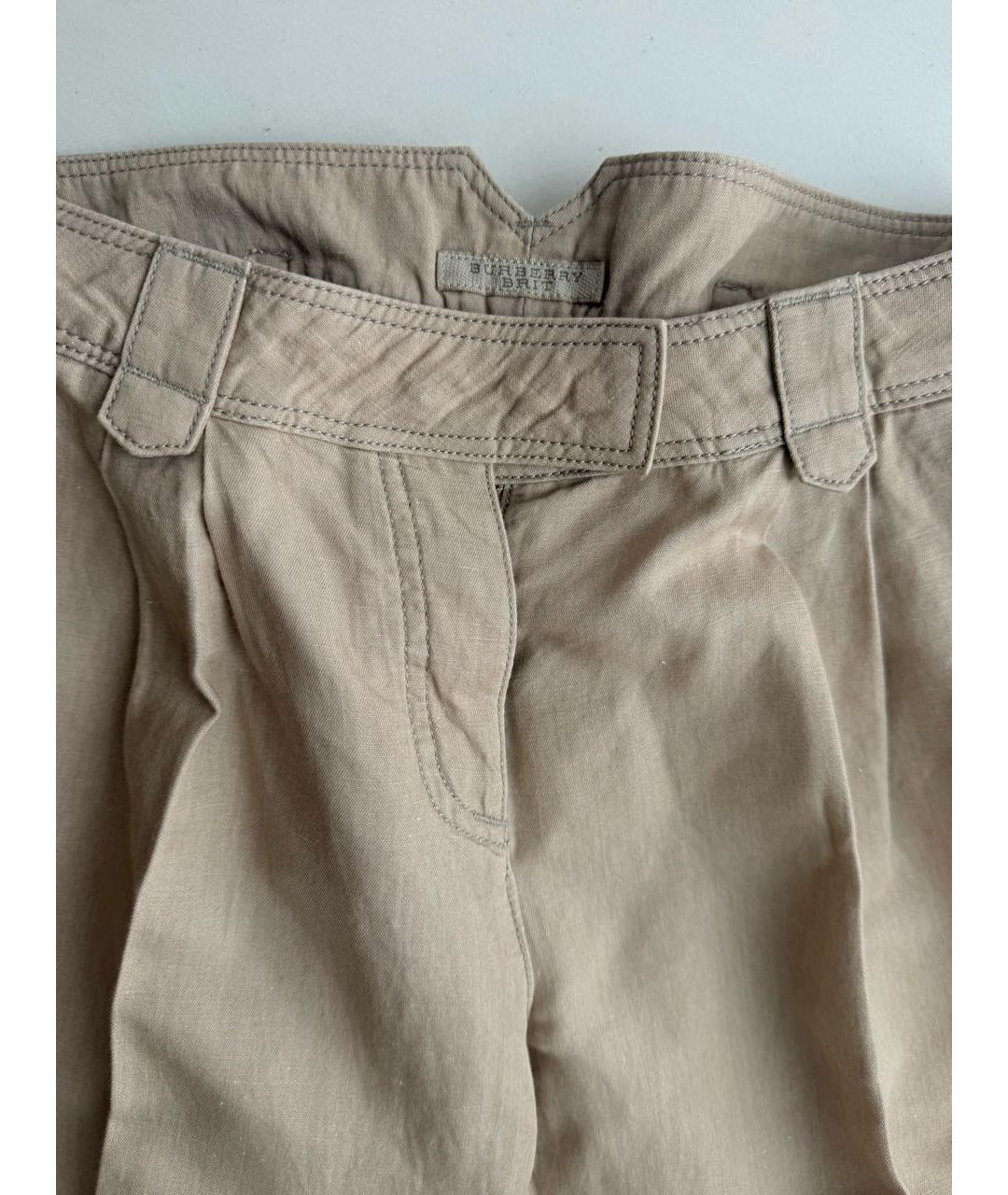 BURBERRY Бежевые хлопковые прямые брюки, фото 8