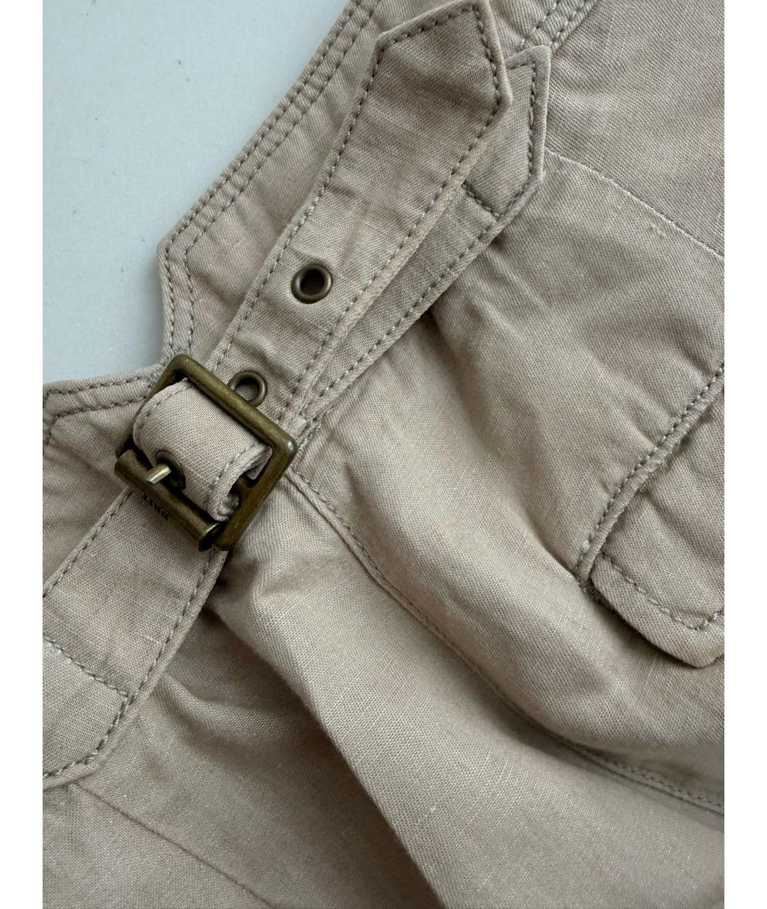 BURBERRY Бежевые хлопковые прямые брюки, фото 6