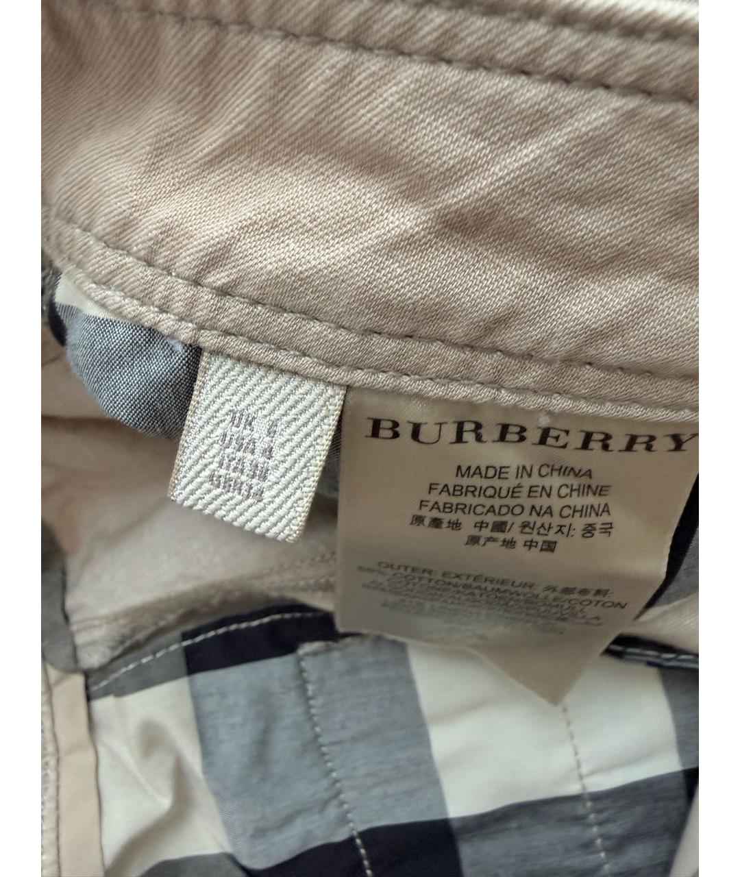 BURBERRY Бежевые хлопковые прямые брюки, фото 5