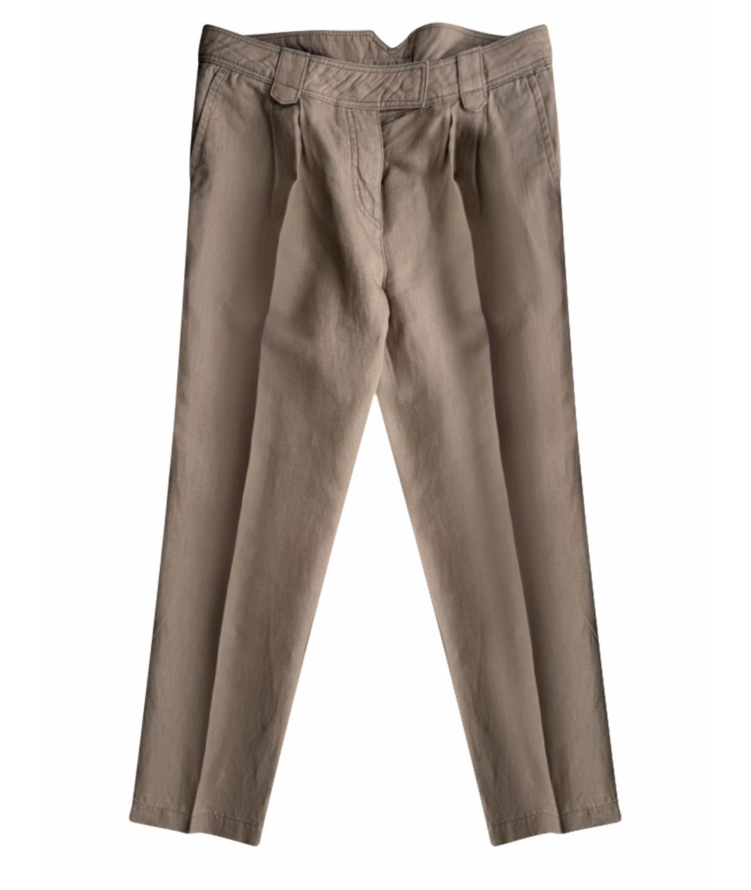 BURBERRY Бежевые хлопковые прямые брюки, фото 1