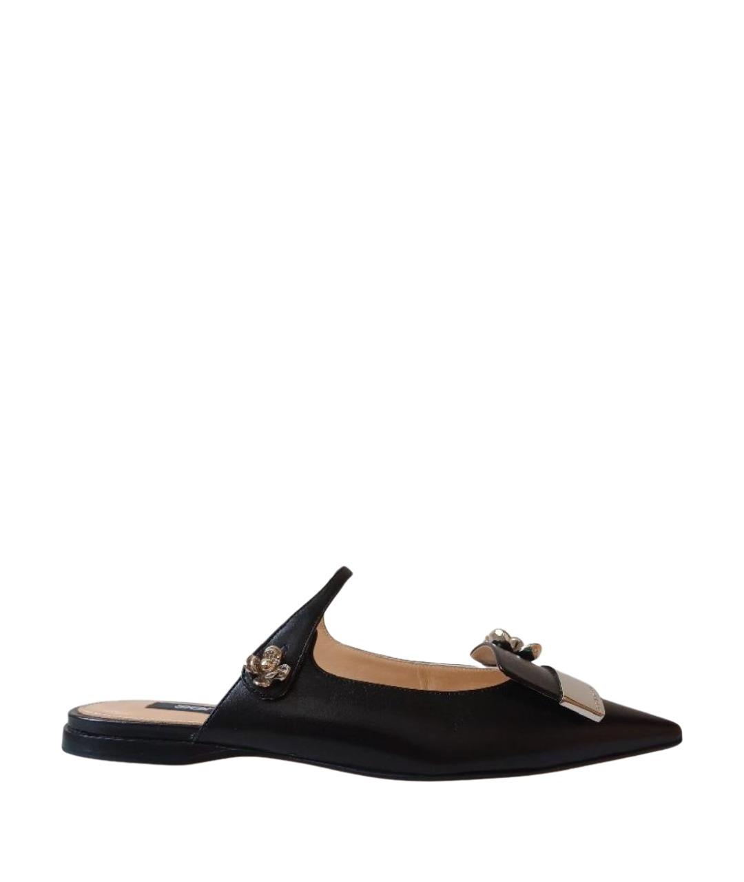 SERGIO ROSSI Черные кожаные мюли, фото 1