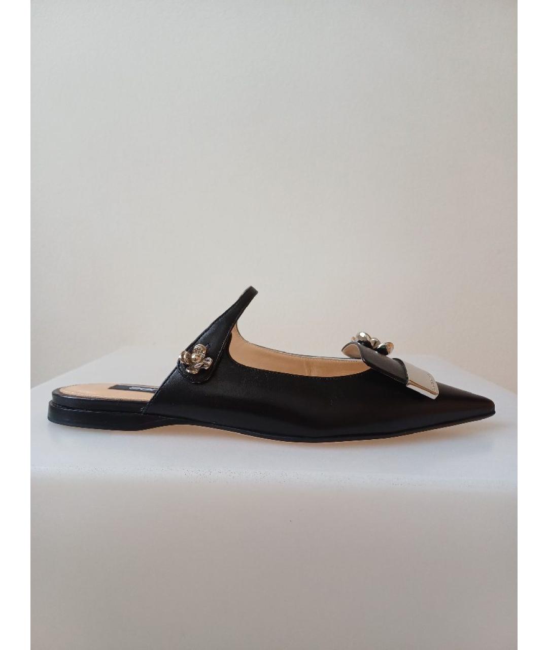 SERGIO ROSSI Черные кожаные мюли, фото 10