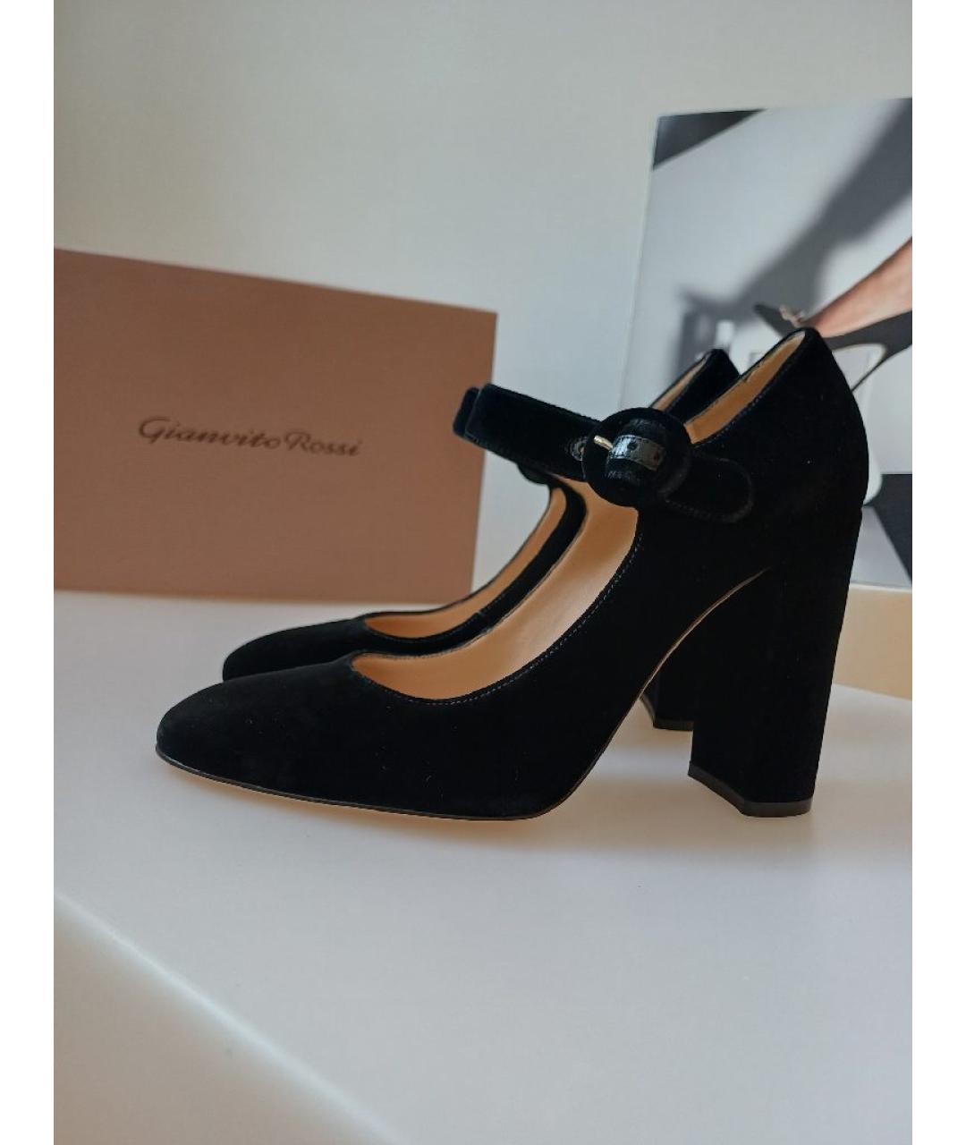 GIANVITO ROSSI Черные бархатные туфли, фото 2