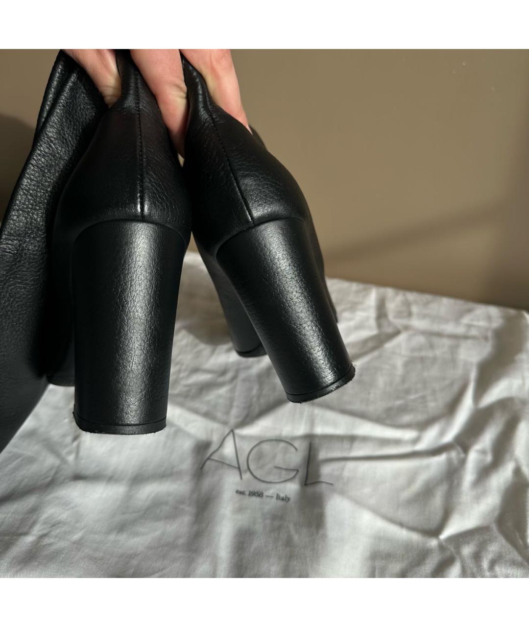 AGL Черные кожаные сапоги, фото 4