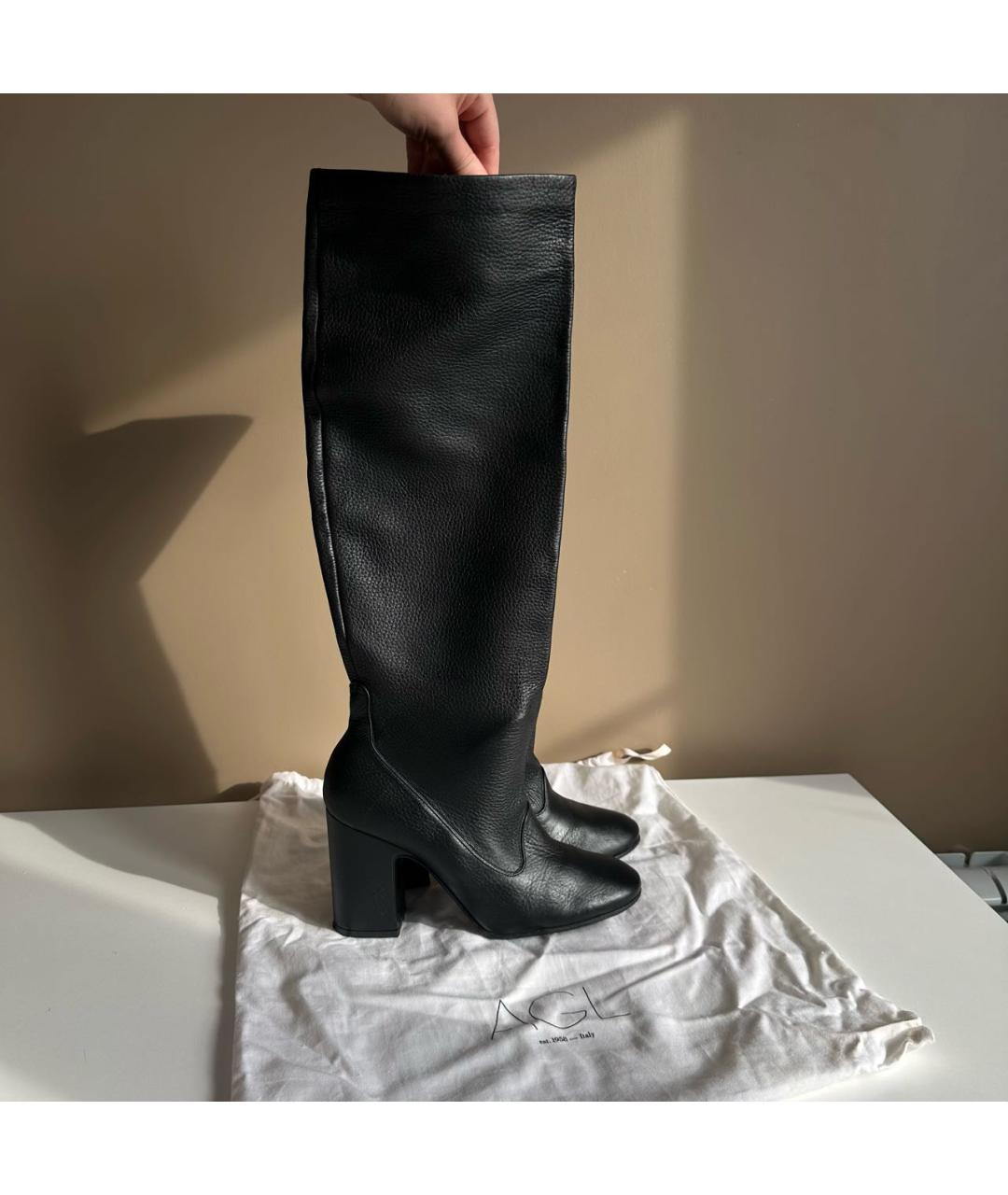 AGL Черные кожаные сапоги, фото 7