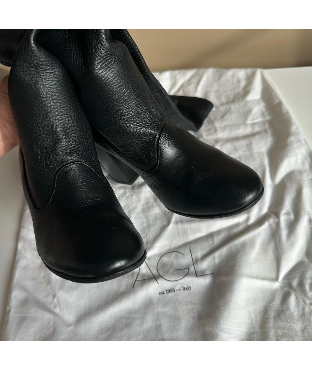 AGL Черные кожаные сапоги, фото 3