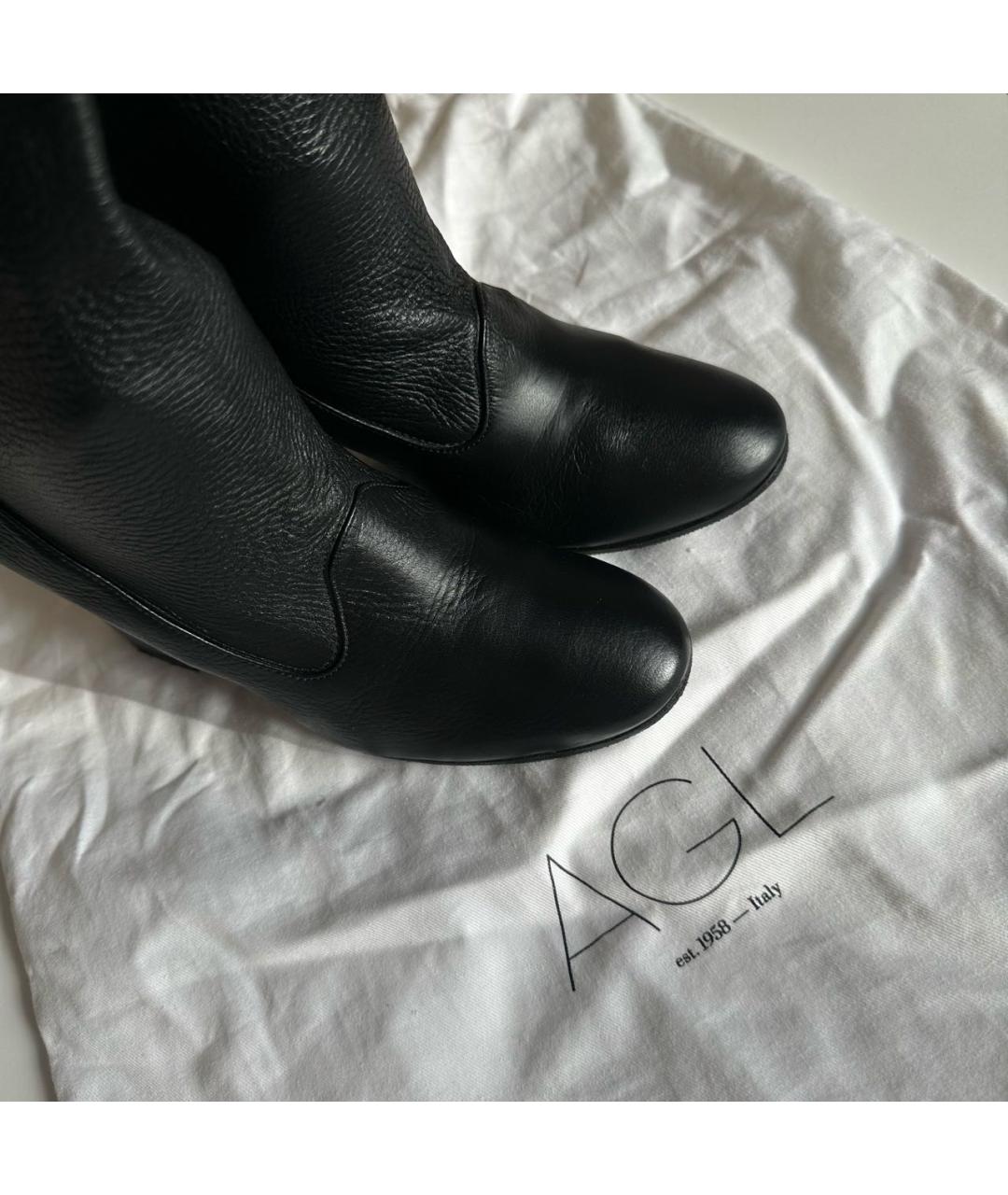 AGL Черные кожаные сапоги, фото 2