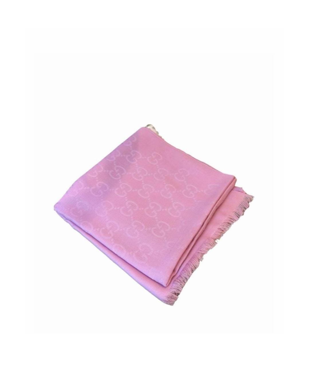 GUCCI Розовый шерстяной платок, фото 7