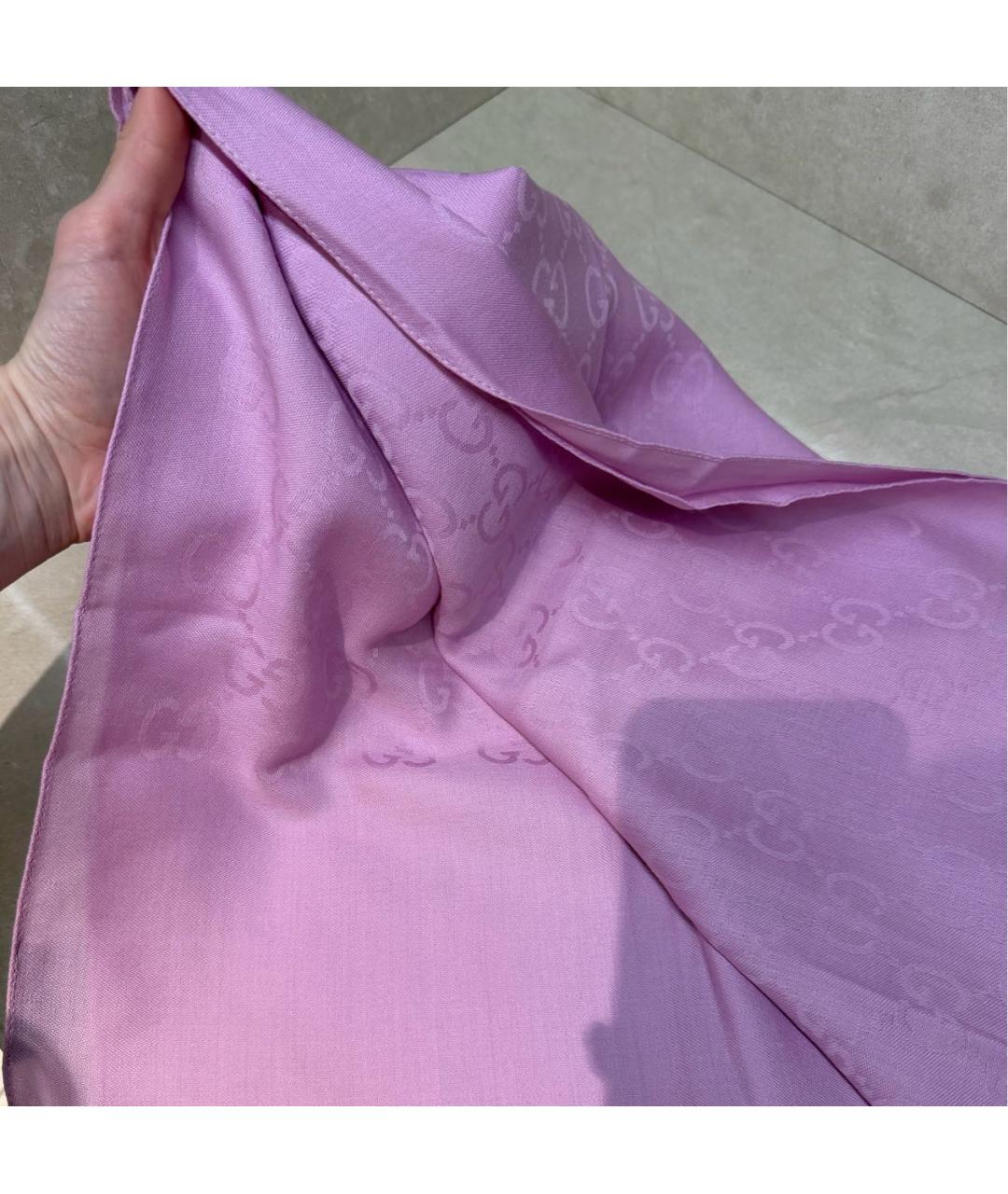 GUCCI Розовый шерстяной платок, фото 2