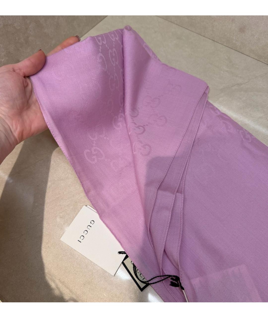 GUCCI Розовый шерстяной платок, фото 5