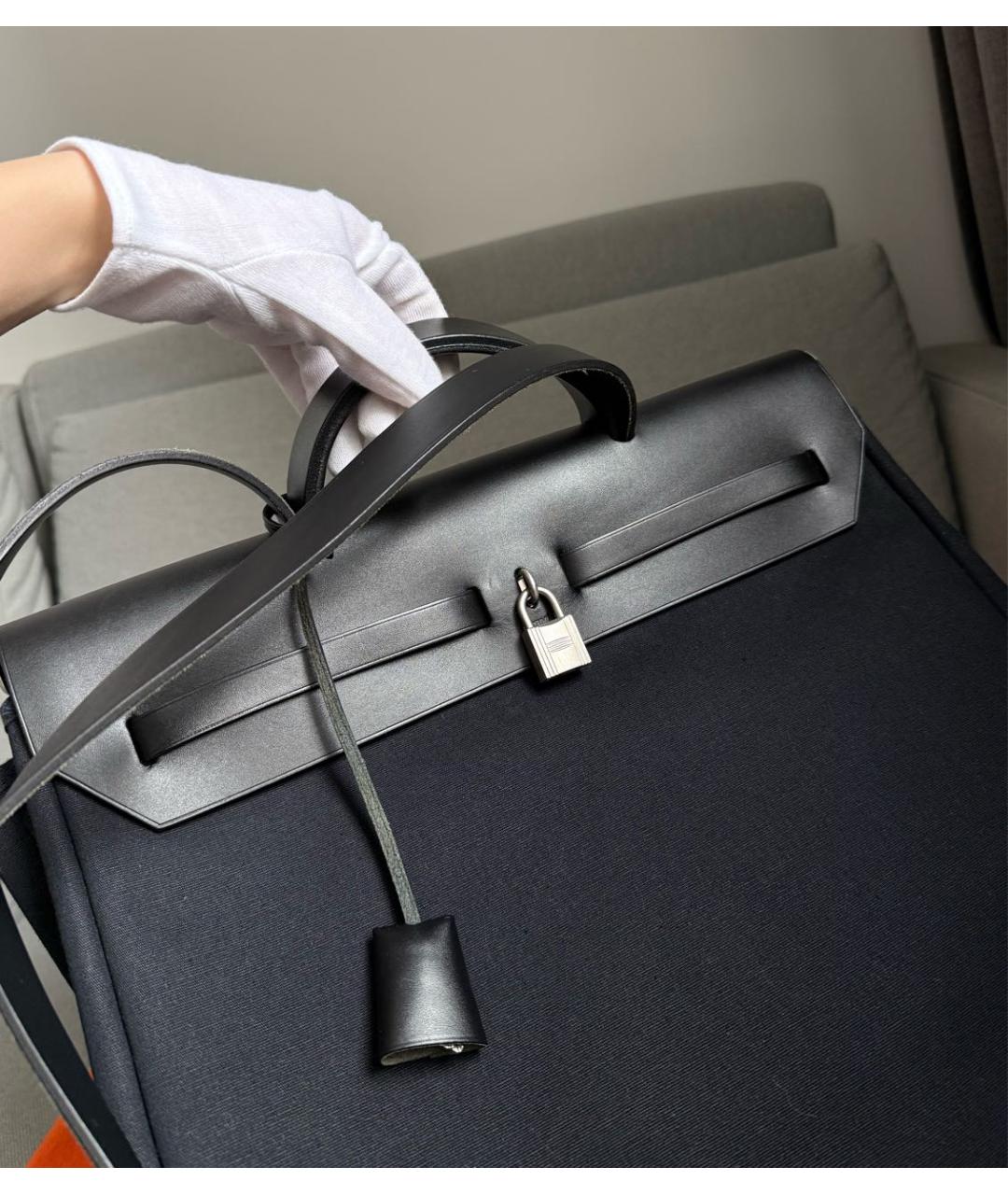 HERMES Черная кожаная сумка через плечо, фото 5