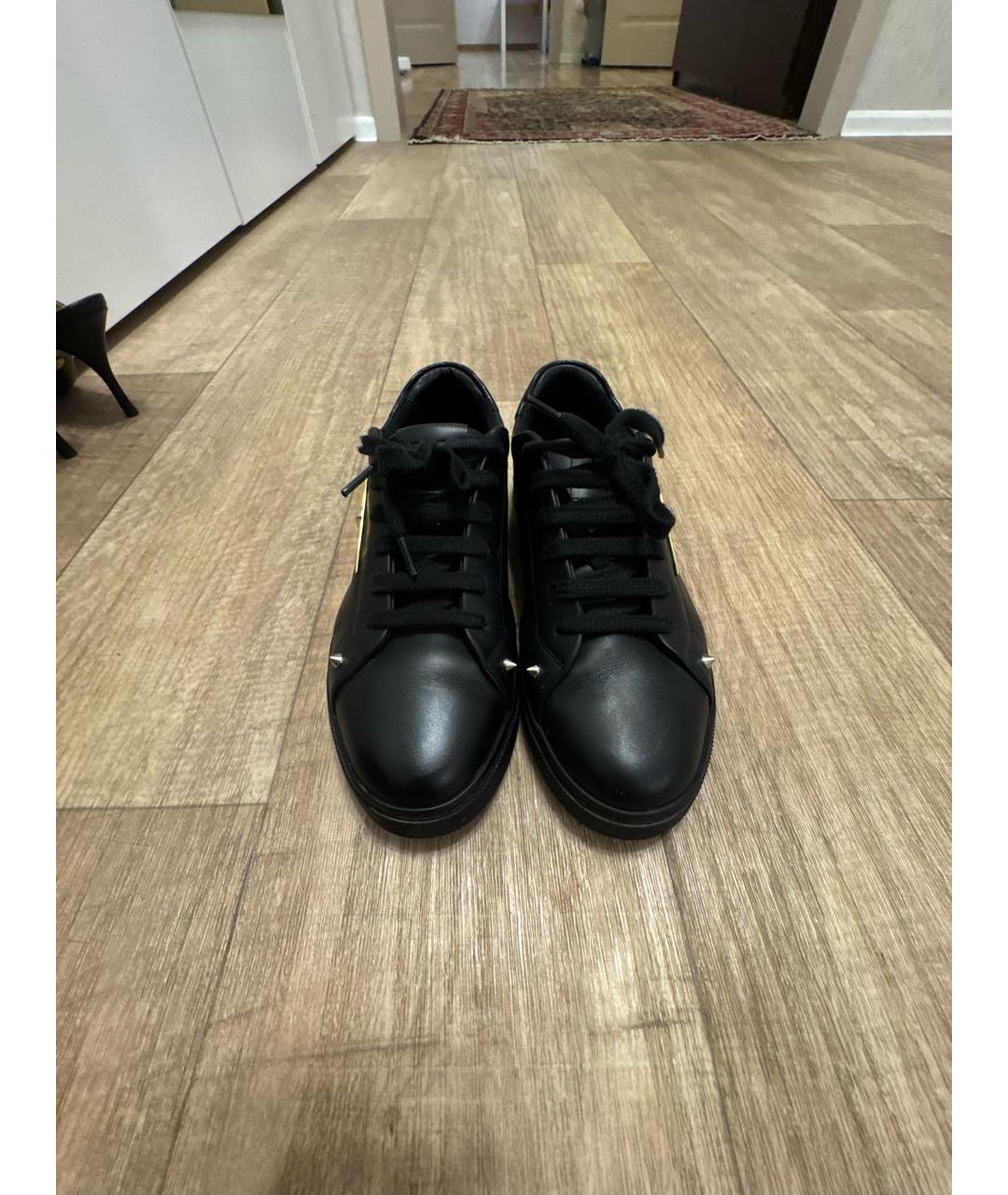 FENDI Черные кожаные кеды, фото 2