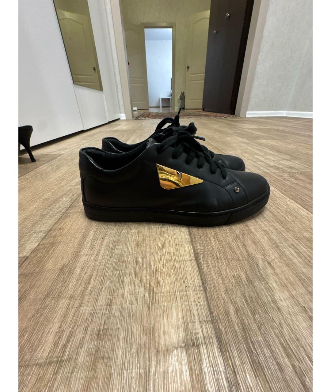 FENDI Черные кожаные кеды, фото 7