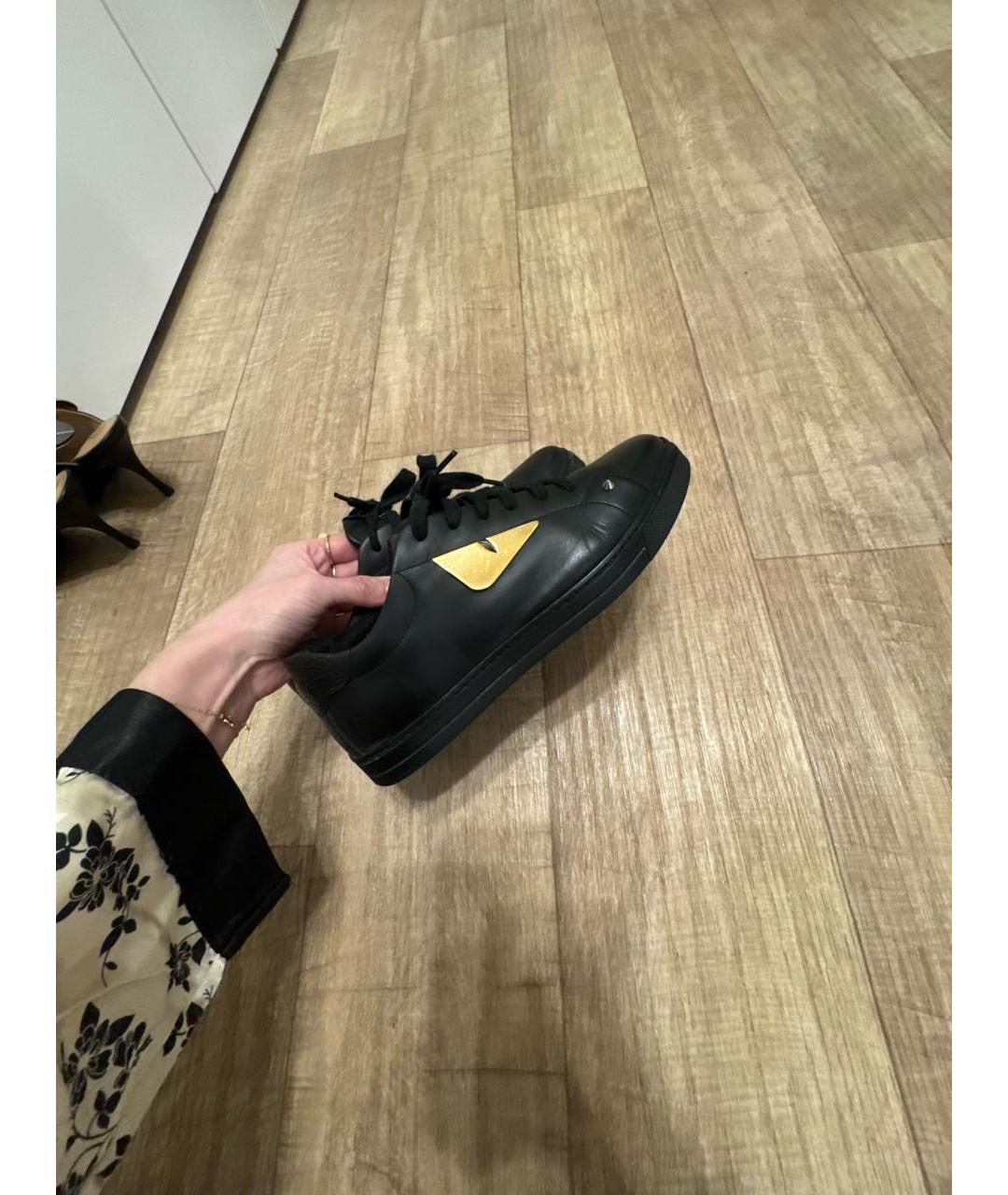 FENDI Черные кожаные кеды, фото 6