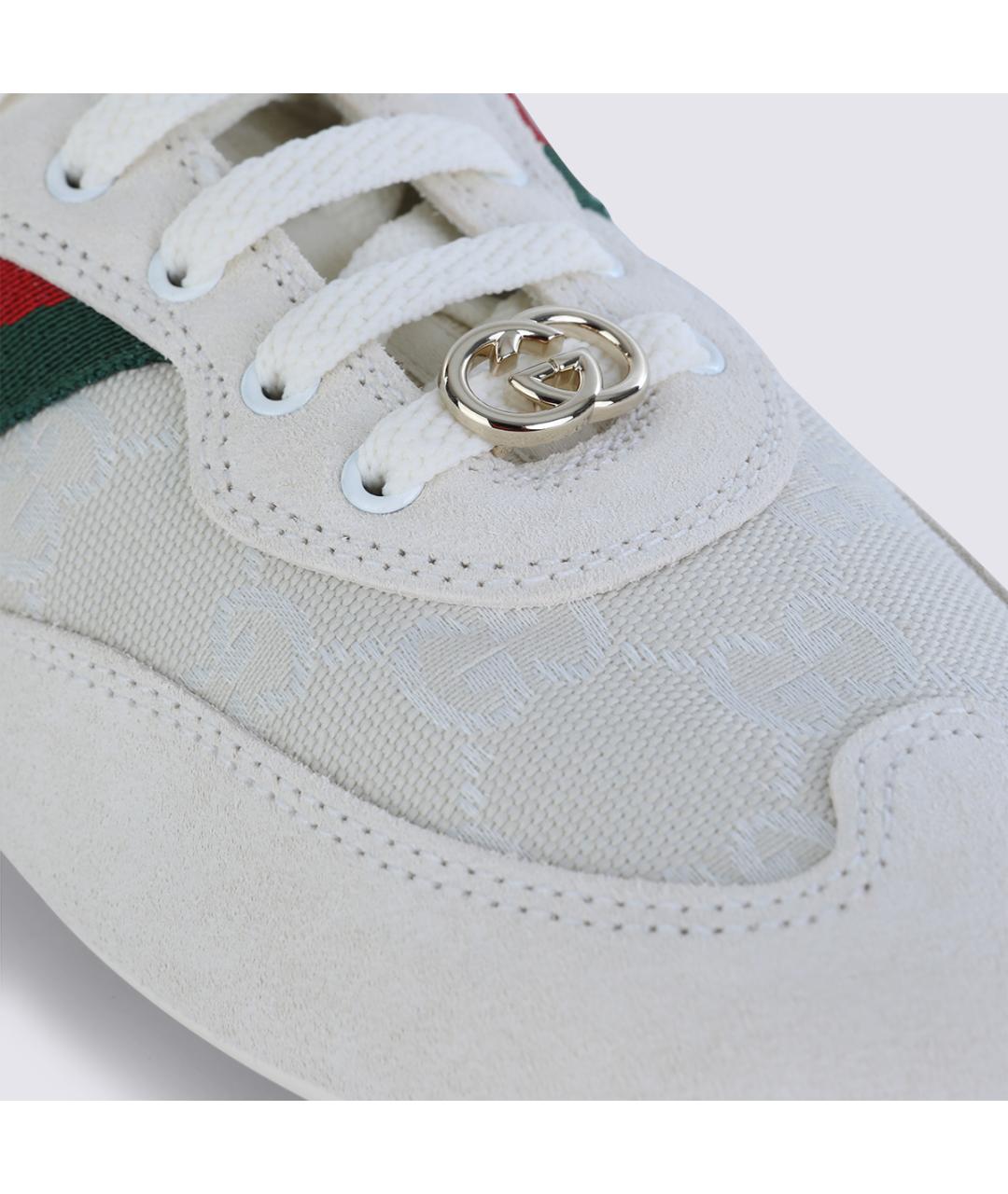 GUCCI Белые кожаные кроссовки, фото 4