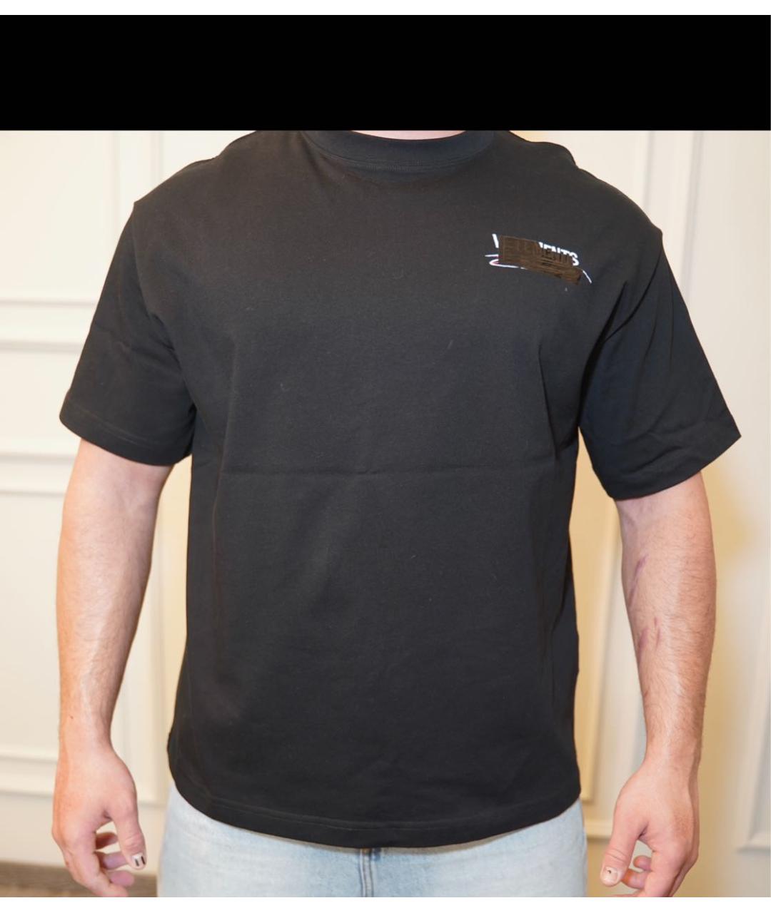 VETEMENTS Черная хлопковая футболка, фото 6