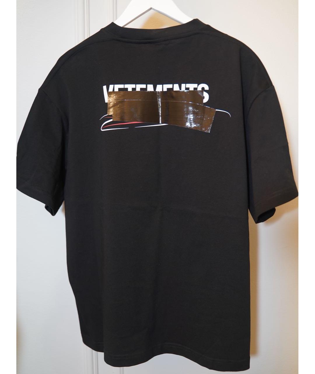 VETEMENTS Черная хлопковая футболка, фото 5