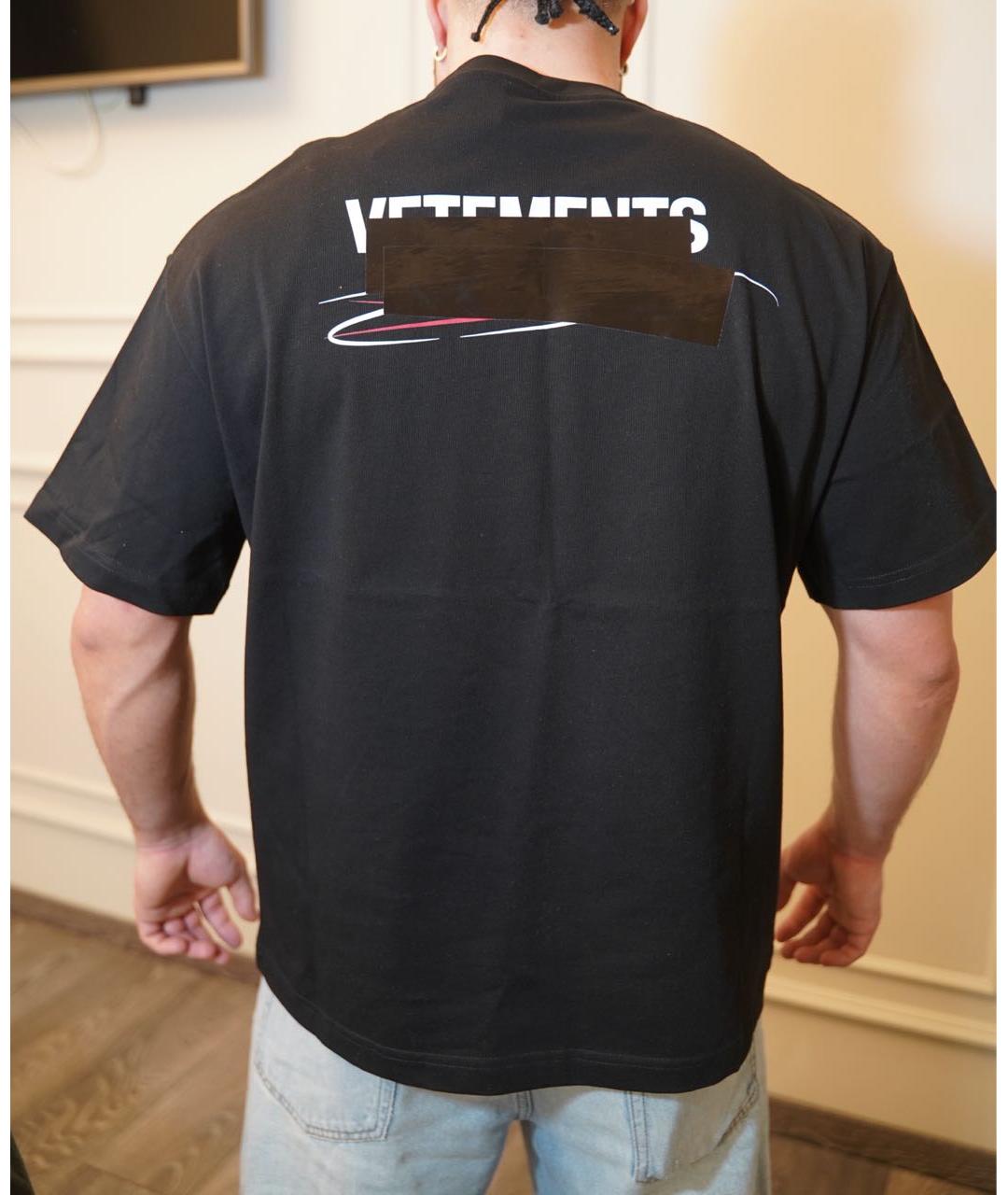 VETEMENTS Черная хлопковая футболка, фото 2