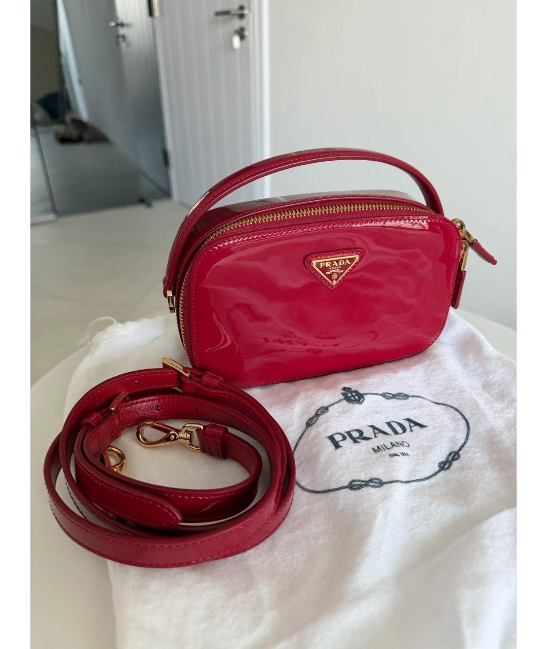 PRADA Красная сумка через плечо из лакированной кожи, фото 4