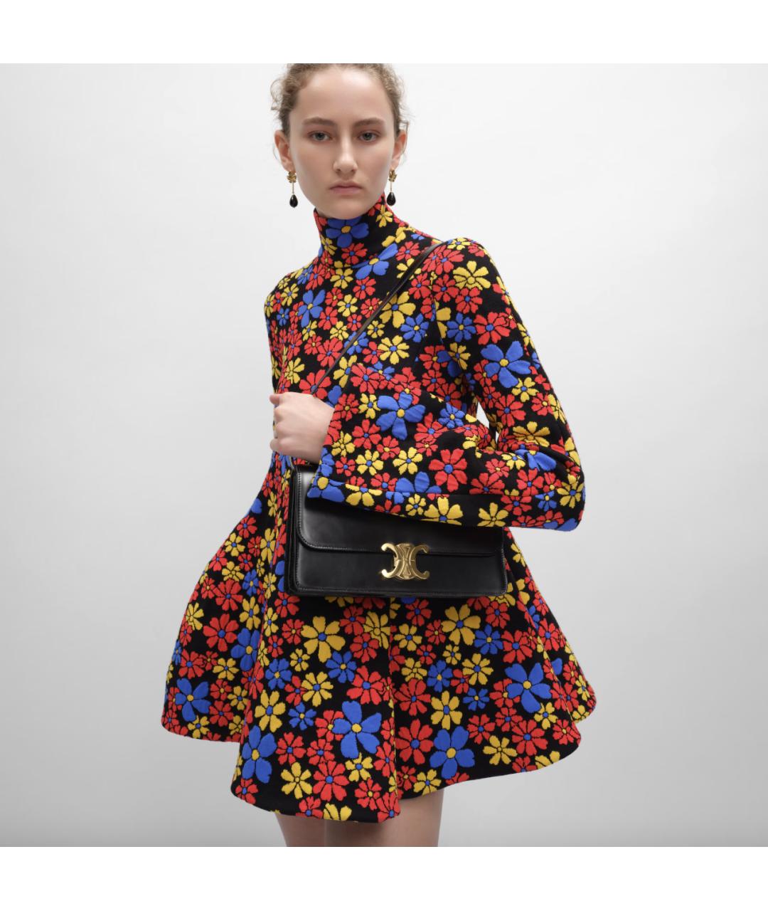 CELINE Черная кожаная сумка с короткими ручками, фото 4