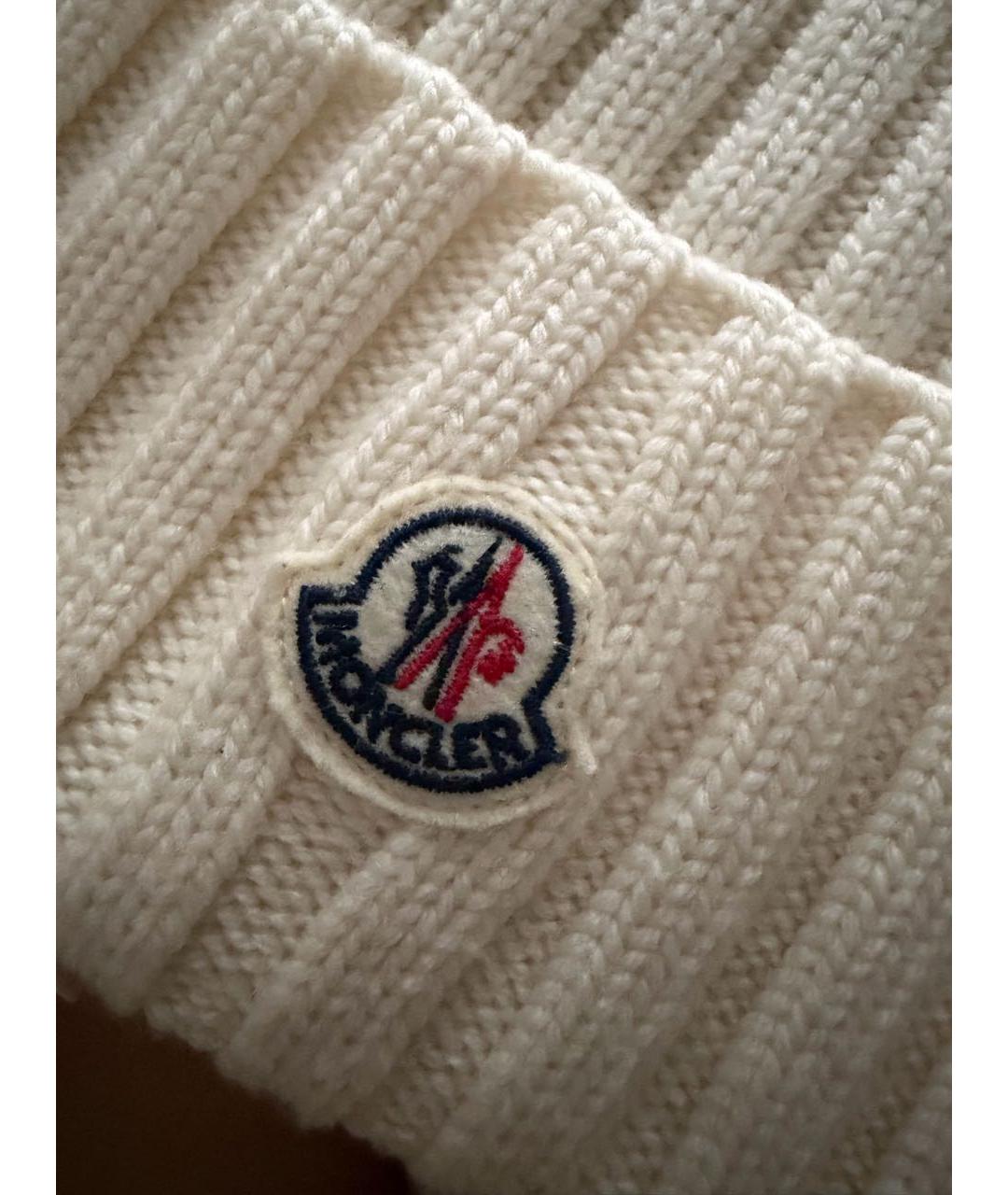 MONCLER Белая шерстяная шапка, фото 3