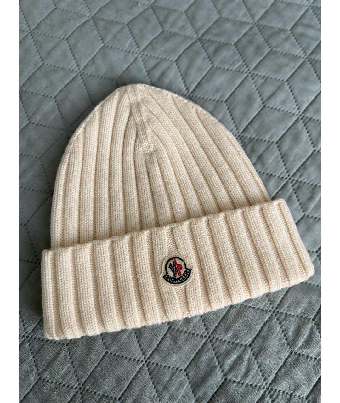 MONCLER Белая шерстяная шапка, фото 5