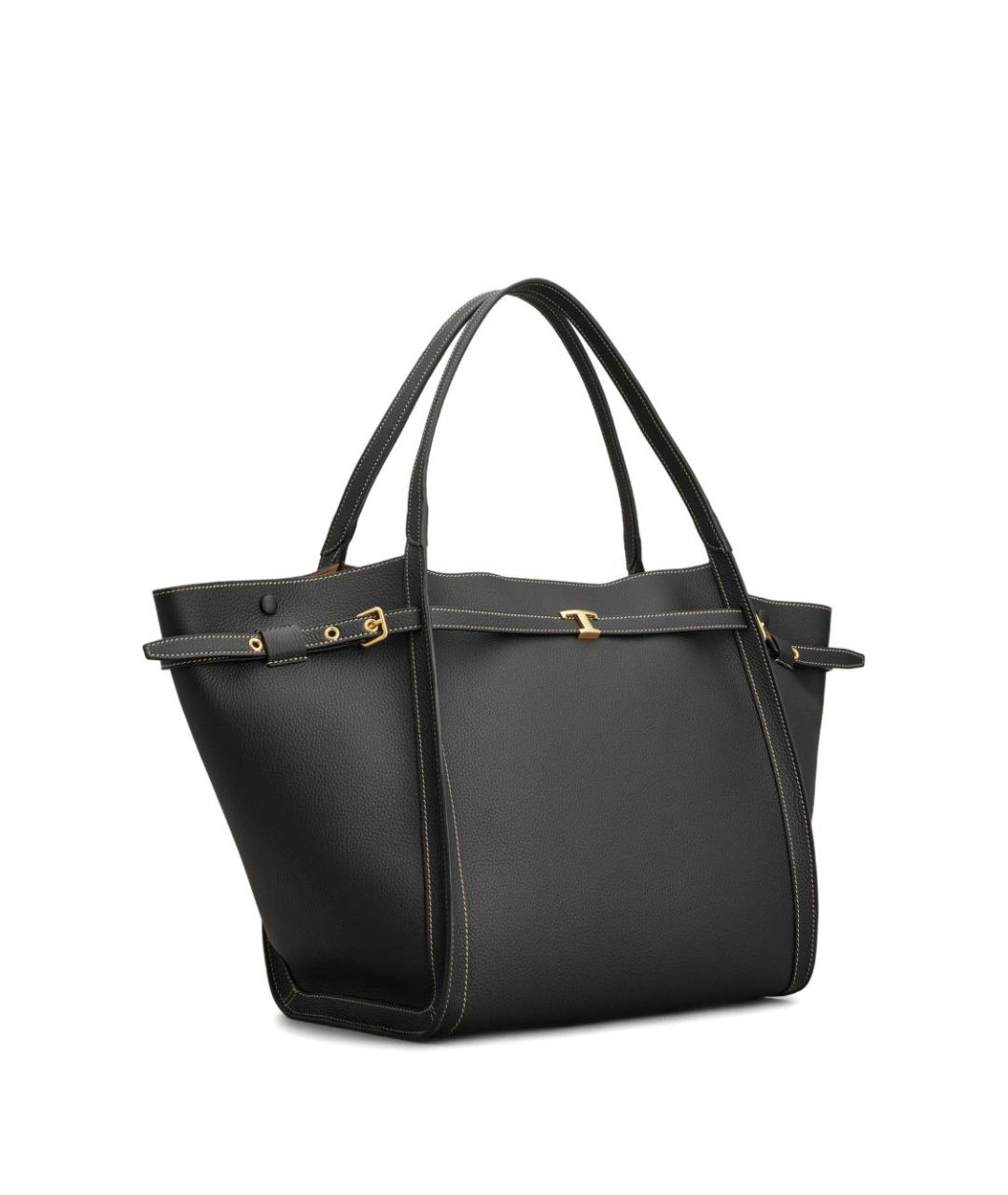 TOD'S Черная кожаная сумка тоут, фото 3