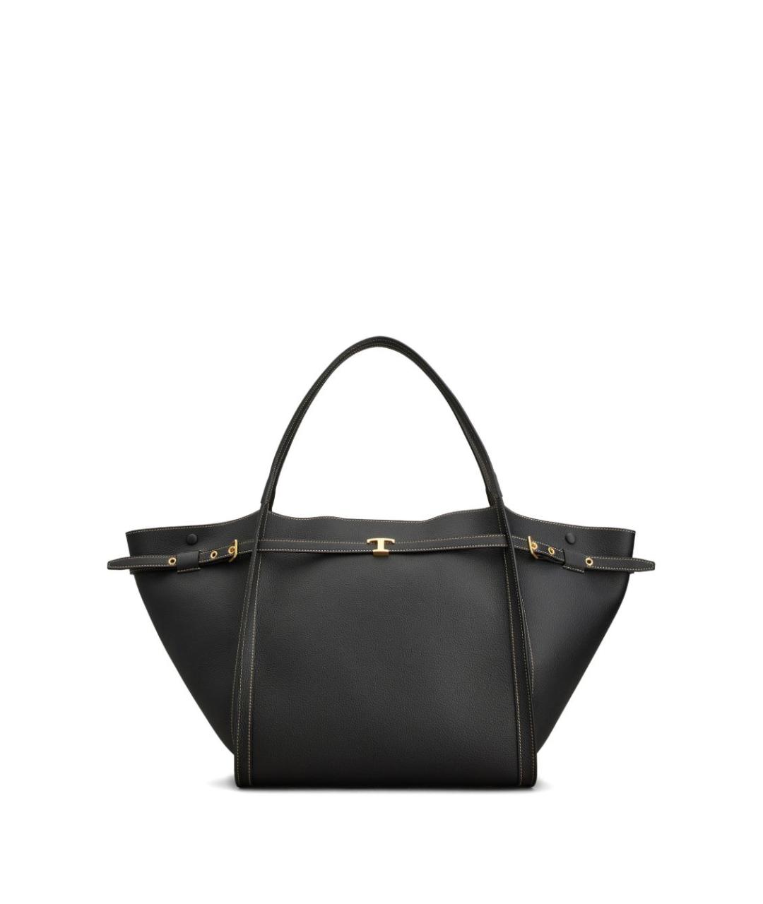 TOD'S Черная кожаная сумка тоут, фото 1