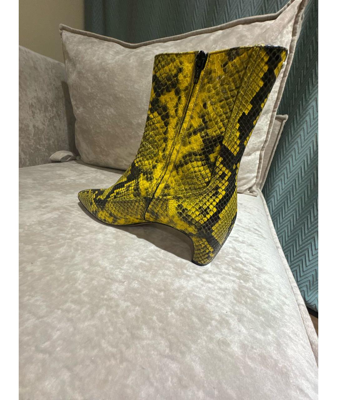 MAISON MARGIELA Желтые кожаные полусапоги, фото 5