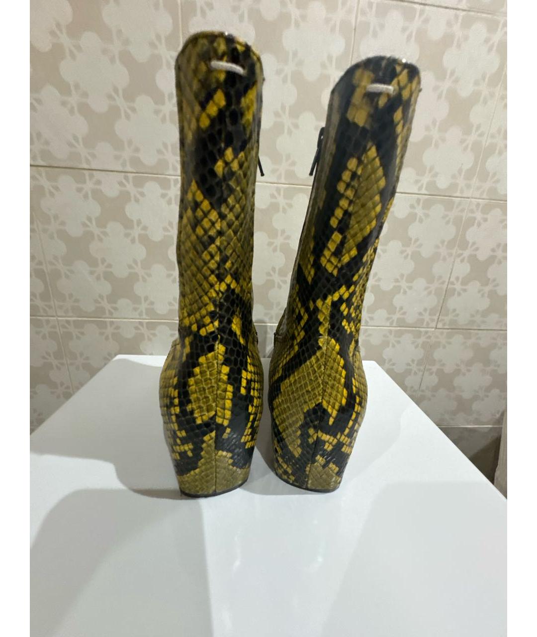 MAISON MARGIELA Желтые кожаные полусапоги, фото 4