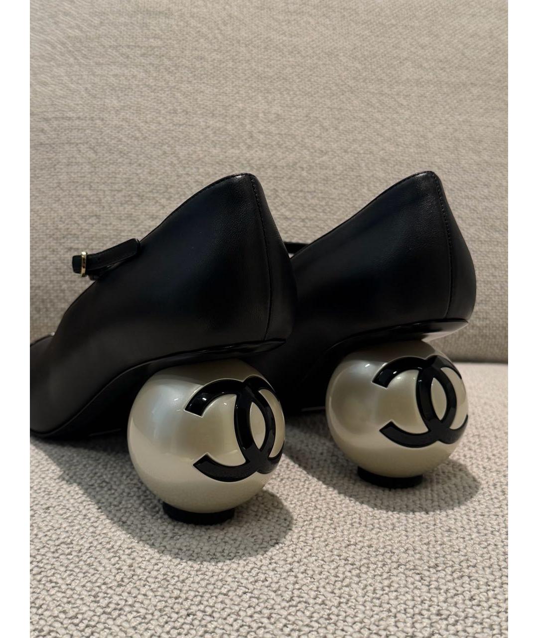 CHANEL Черные кожаные туфли, фото 4