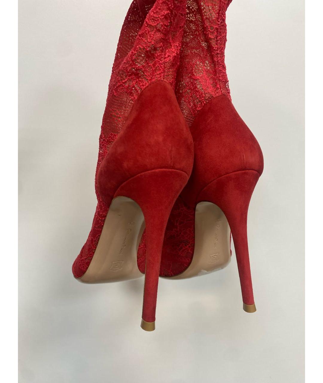 GIANVITO ROSSI Красные текстильные ботильоны, фото 3