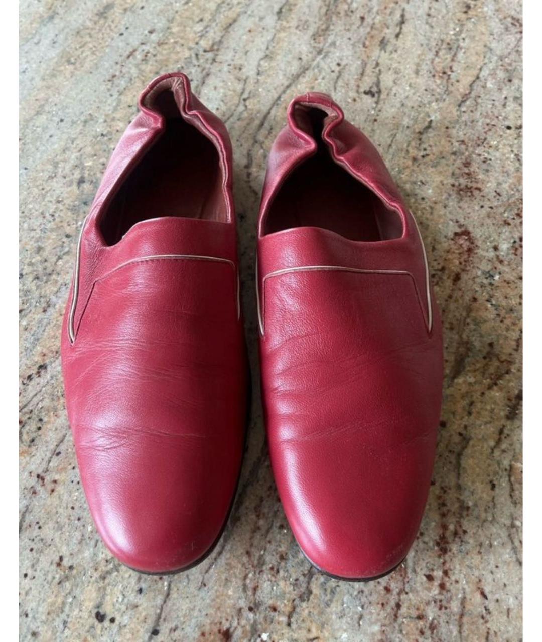 LORO PIANA Бордовые кожаные мюли, фото 2